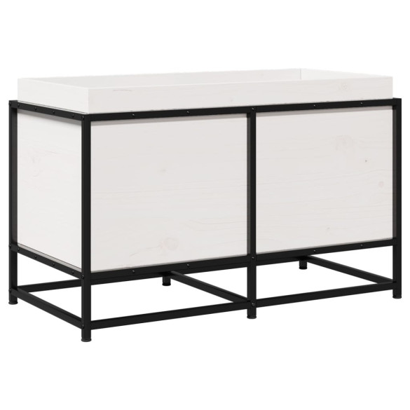 Jardinieră Grădină Albă - Lemn Masiv Pin 80x40x50 cm