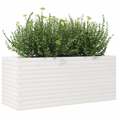 Jardinieră Grădină Albă - Lemn Masiv de Pin - 110x40x45,5 cm