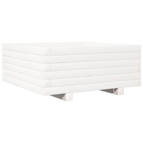 Jardinieră Grădină Albă - Lemn Masiv de Pin 60x60 cm 2