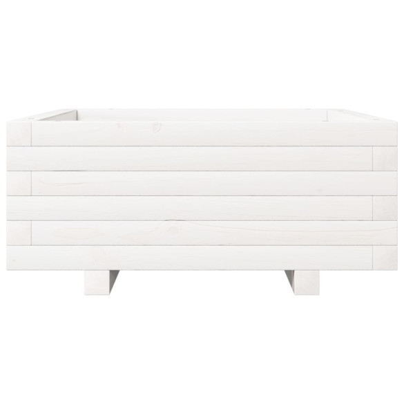 Jardinieră Grădină Albă - Lemn Masiv de Pin 60x60 cm