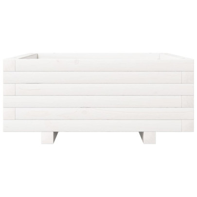 Jardinieră Grădină Albă - Lemn Masiv de Pin 60x60 cm