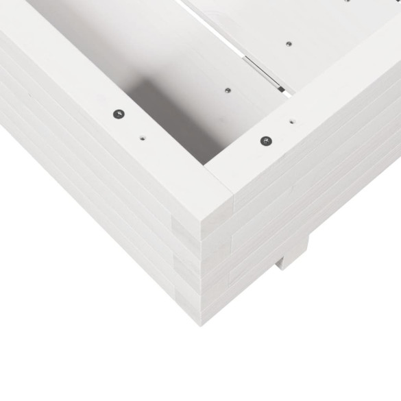 Jardinieră Grădină Albă - Lemn Masiv de Pin 70x70 cm