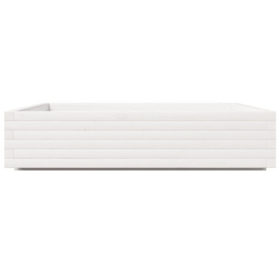 Jardinieră Grădină Albă - Lemn Masiv de Pin 110x110 cm