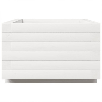 Jardinieră Grădină Albă - Lemn Masiv de Pin - 70x40x26,5 cm
