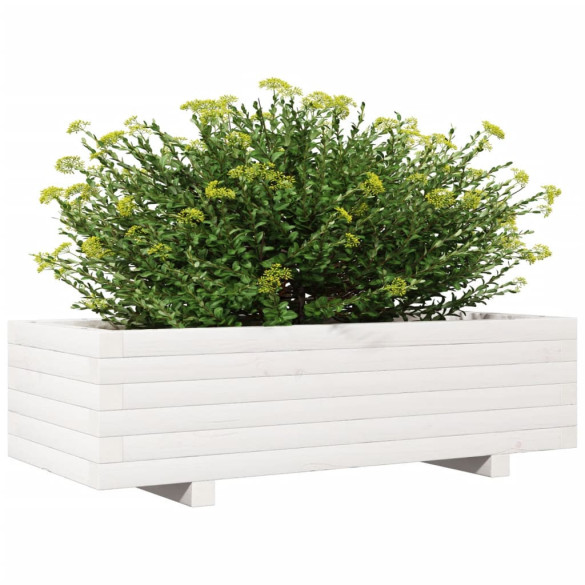 Jardinieră Grădină Albă - Lemn Masiv de Pin - 90x40x26,5 cm