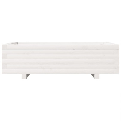 Jardinieră Grădină Albă Lemn Masiv de Pin - 90x60x26,5 cm