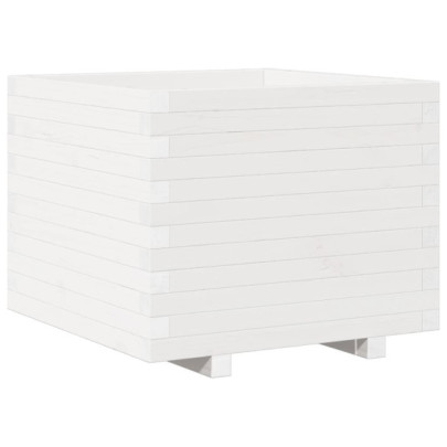 Jardinieră Grădină Albă - Lemn Masiv de Pin 60x60 cm