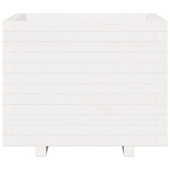 Jardinieră Grădină Albă - Lemn Masiv de Pin 60x60 cm