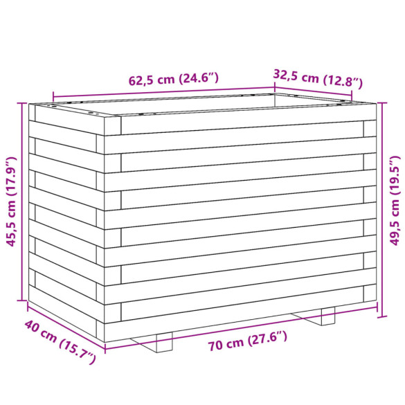 Jardinieră Grădină Lemn Masiv de Pin - 70x40x49,5 cm
