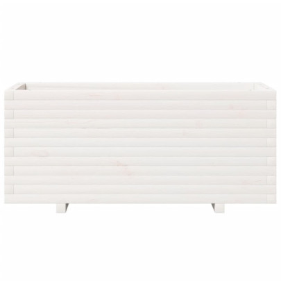 Jardinieră Grădină Albă - Lemn Masiv de Pin - 110x40x49,5 cm
