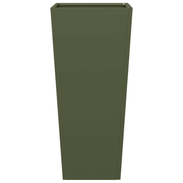 Jardiniere Grădină 2 buc - Verde Măsliniu - Oțel | Livrare Gratuită