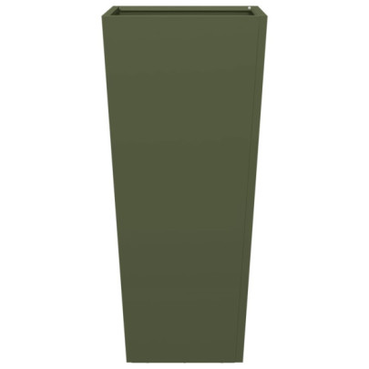 Jardiniere Grădină 2 buc - Verde Măsliniu - Oțel | Livrare Gratuită