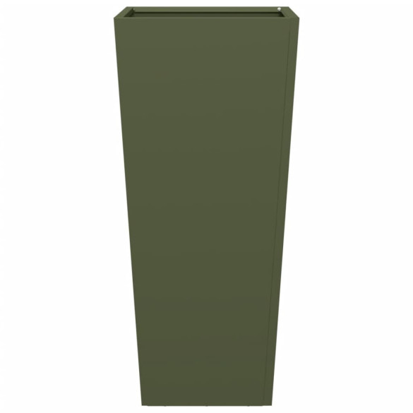 Jardiniere Grădină 2 buc - Verde Măsliniu - Oțel | Livrare Gratuită