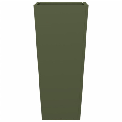 Jardiniere Grădină 2 buc - Verde Măsliniu - Oțel | Livrare Gratuită