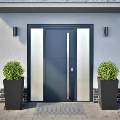 Jardiniere Gradina Otel 2 bucati Negru 45x45x75 cm