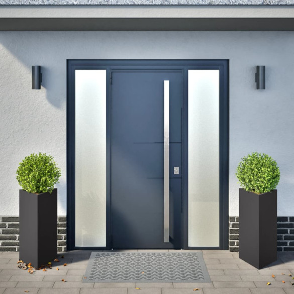 Jardiniere Grădină Triunghi - 2 buc., Negru, Oțel | Livrare Gratuită