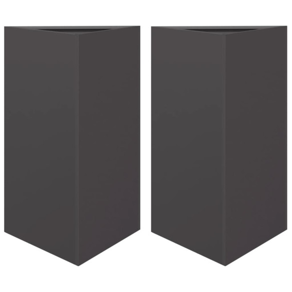 Jardiniere Grădină Triunghi - 2 bucăți - Negru - Oțel