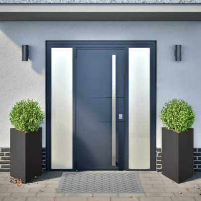 Jardiniere Grădină Triunghi - 2 bucăți - Negru - Oțel