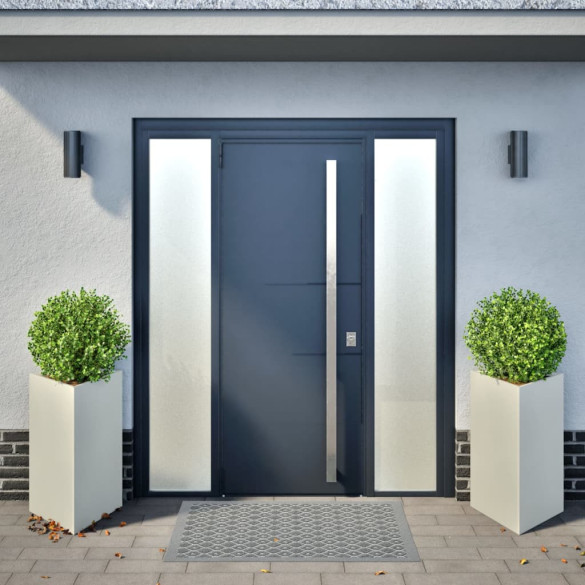 Jardiniere Grădină Triunghi - 2 bucăți - Alb - Oțel Rezistent