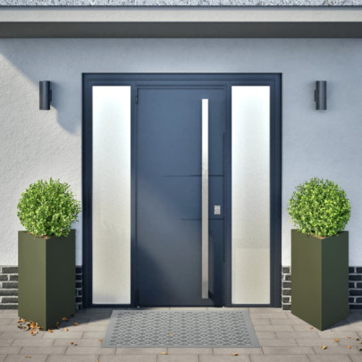 Jardiniere Grădină Triunghiulare - Set 2 Bucăți - Oțel Verde