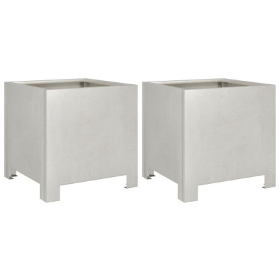 Jardiniere Grădină Oțel Inoxidabil 30x30 cm - Set 2 Bucăți