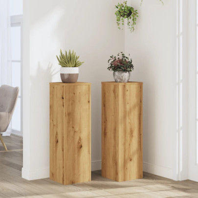 Suporturi de plante - 2 buc. - stejar artizanal - 25x25x80cm - lemn