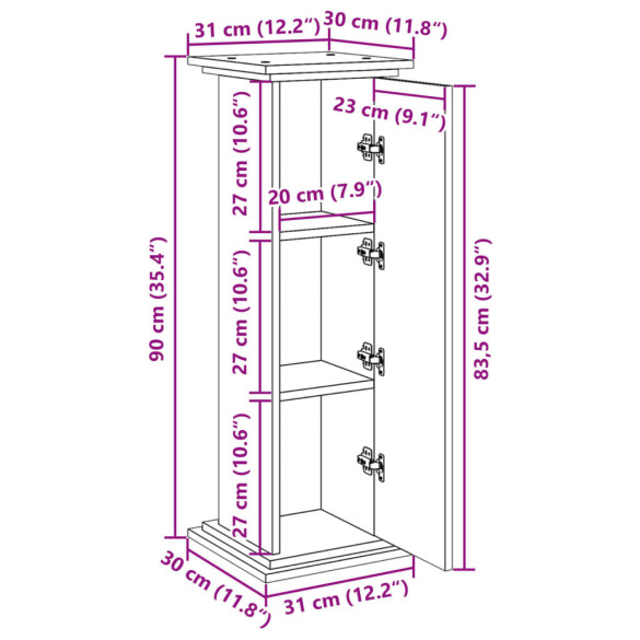 Suport Expoziție cu Depozitare Sonoma Stejar 90cm Suport Expoziție cu Depozitare Sonoma Stejar 90cm