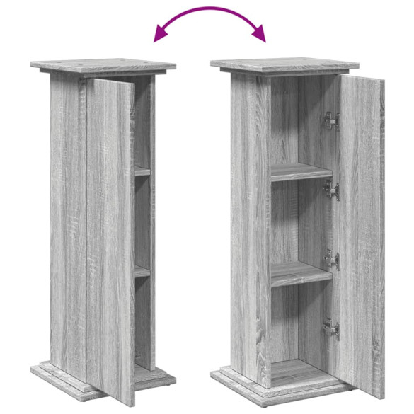 Suport Expozitie cu Depozitare Sonoma Gri - 90 cm