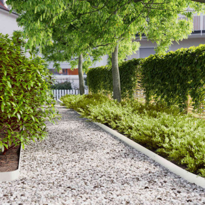 Borduri Gazon Alb Oțel Laminat | 50 buc | Livrare Gratuită