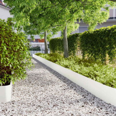 Borduri Gazon Oțel Alb 25x103 cm - Set 10 bucăți