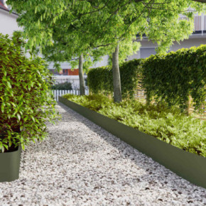 Borduri Gazon Oțel Laminat | 20 buc Verde Măsline | Gratis