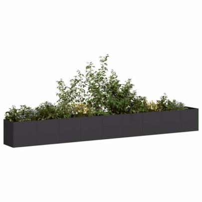 Jardinier Oțel Laminat Negru - 360x40x40 cm | Livrare Gratuită