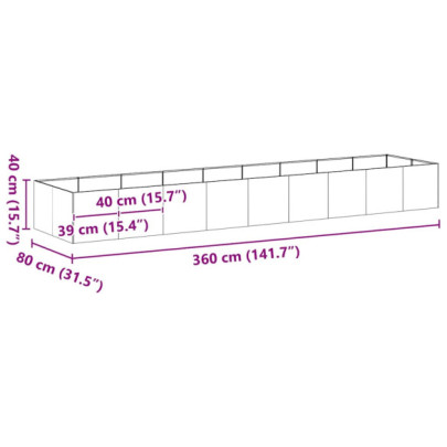 Jardinieră Rusty Oțel Rezistent 360x80x40 cm - Livrare Gratuită
