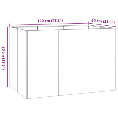 Jardinieră Oțel Galvanizat 120x80x80 cm | Livrare Gratuită