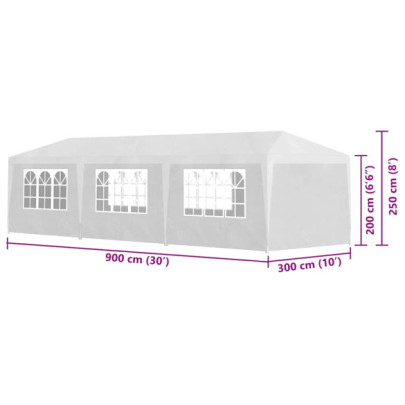 Cort de Petrecere Alb 3x9m | Rezistent la UV și Apă