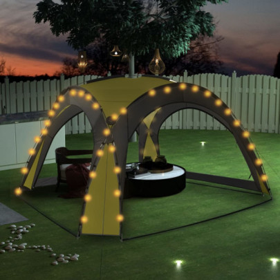 Cort petrecere cu LED & 4 pereți laterali - verde - 3,6x3,6x2,3 m