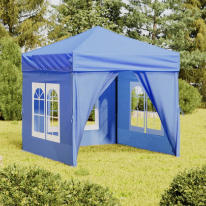 Cort pliabil pentru petrecere - pereți laterali - albastru - 2x2 m