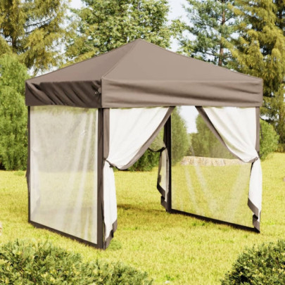 Cort pliabil pentru petrecere - pereți laterali - taupe - 2x2 m