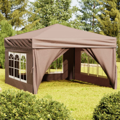 Cort pliabil pentru petrecere - pereți laterali - taupe - 3x3 m