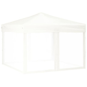 Cort Pliabil pentru Petreceri - 3x3m Alb cu Pereți Laterali 2