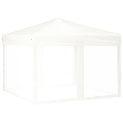 Cort Pliabil pentru Petreceri - 3x3m Alb cu Pereți Laterali