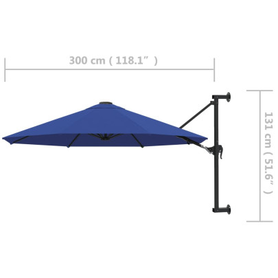 Umbrelă de soare perete metalic 300 cm - Albastru - Comandă acum