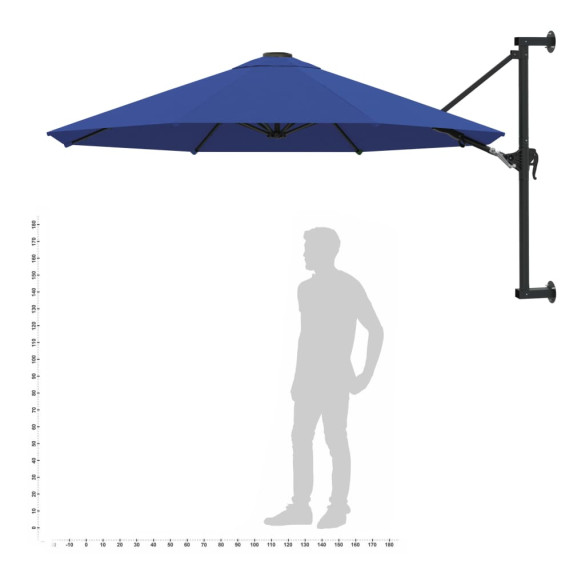 Umbrelă de soare perete metalic 300 cm - Albastru - Comandă acum Umbrelă de soare perete metalic 300 cm - Albastru - Comandă acum