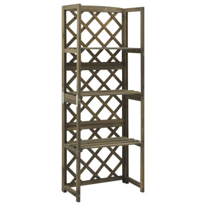 Spalier cu rafturi - gri - 55x30x140 cm - lemn masiv brad