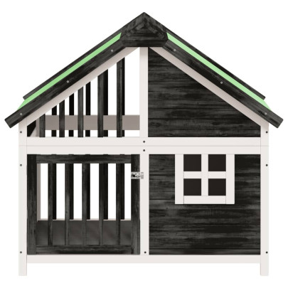 Cușcă Câine Exterior Gri - Lemn Masiv Pin - Livrare Gratuită