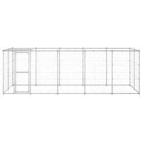Padoc Câini Exterior cu Acoperiș - 12,1 m² - Oțel Zincat 2