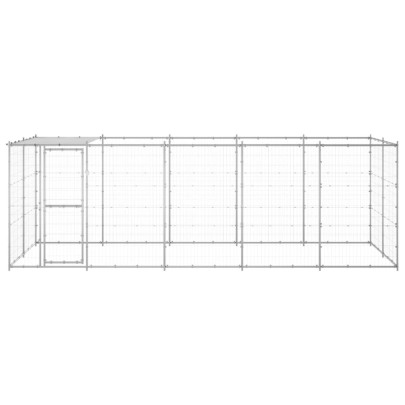 Padoc Câini Exterior cu Acoperiș - 12,1 m² - Oțel Zincat