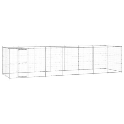 Padoc câini de exterior cu acoperiș - 16,94 m² - oțel galvanizat