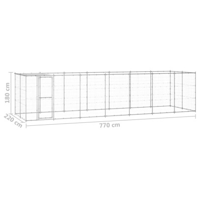 Padoc Câini Exterior Acoperit - Oțel Galvanizat - 16,94 m²
