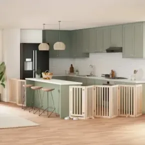 Poartă Pliabilă Câini Lemn Plop - 450 cm - Livrare Gratuită